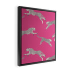 Leaping Cheetahs  Magenta Framed Canvas Print Gallery Image 2
