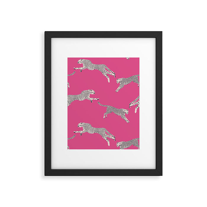 Leaping Cheetahs  Magenta Framed Art Print Gallery Image 1