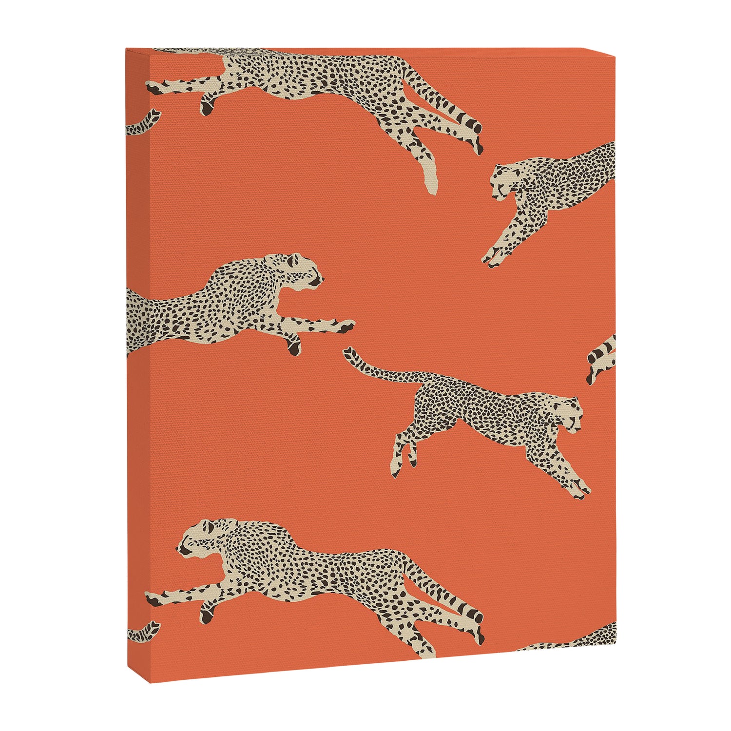 Leaping Cheetahs Tangerine Canvas Print Gallery Image 3