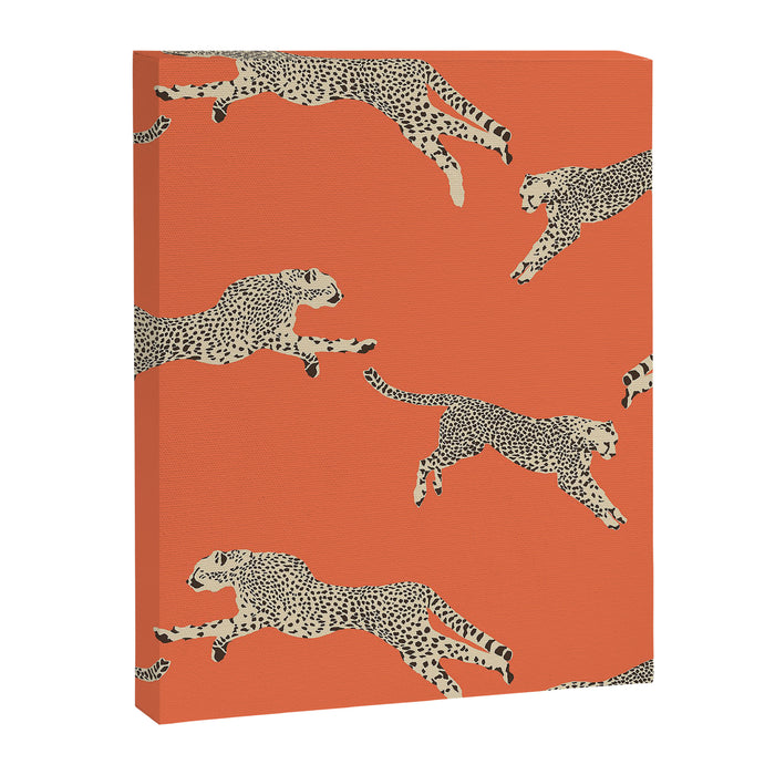 Leaping Cheetahs Tangerine Canvas Print Gallery Image 1