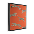 Leaping Cheetahs Tangerine Framed Canvas Print Gallery Image 2