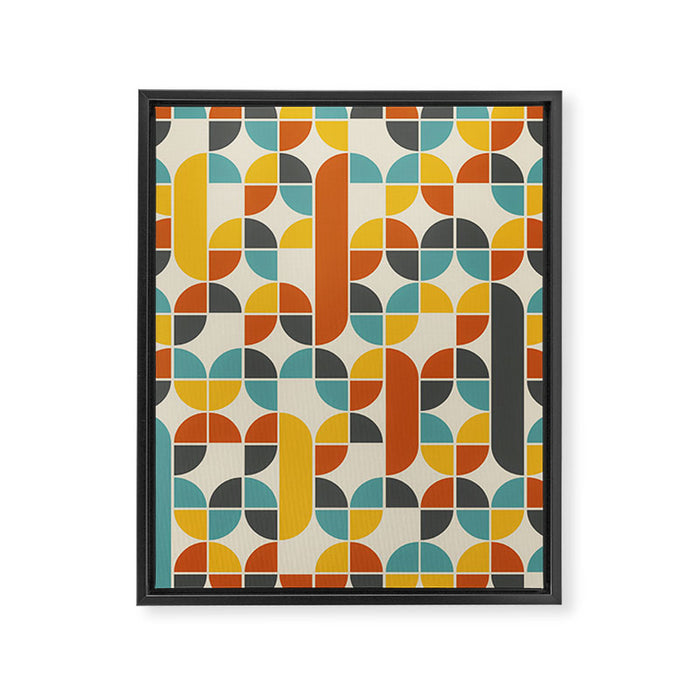 1970s Colors Mid Century Modern Geometric Pattern  Framed Canvas Print Gallery Image 1