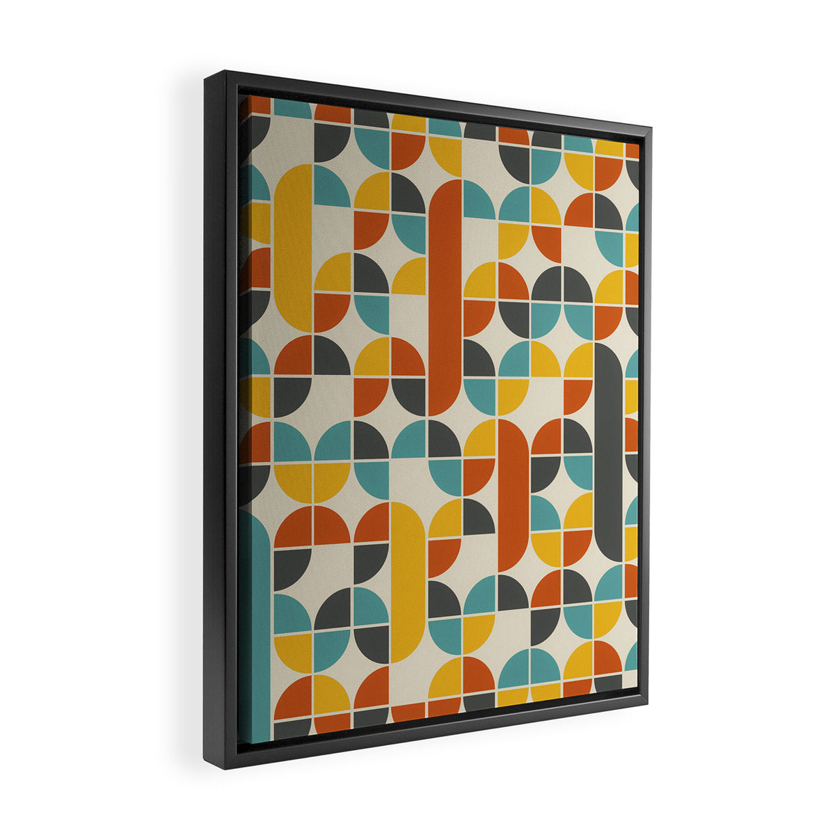 1970s Colors Mid Century Modern Geometric Pattern  Framed Canvas Print Gallery Image 2