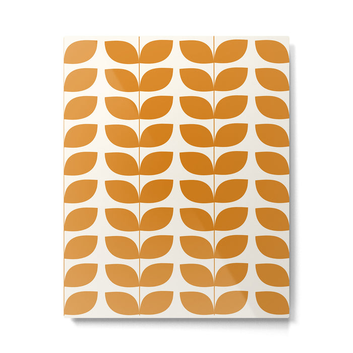 Danish Pattern Orange Mid Century Modern Metal Print Gallery Image 1