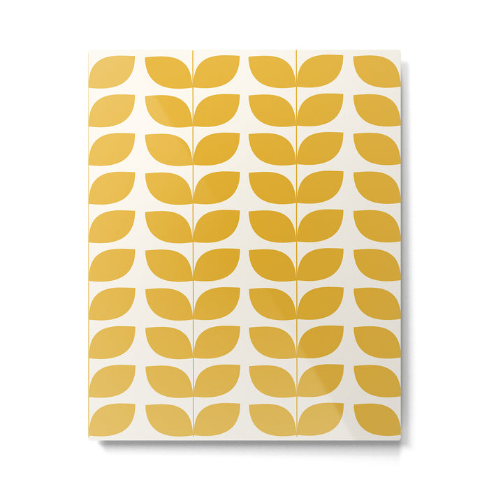 Danish Pattern Yellow Mid Century Modern Metal Print Gallery Image 1
