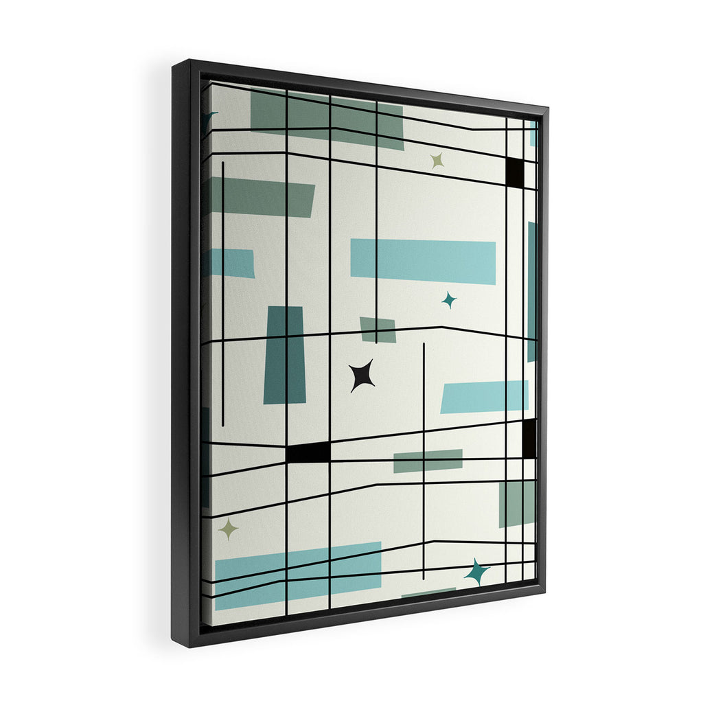 Mid Century Art Bauhaus Style Framed Canvas Print Gallery Image 2