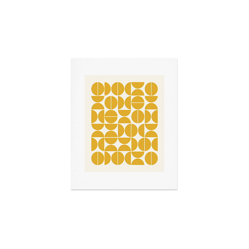 Mid Century Modern Bauhaus Pattern Yellow Art Print Gallery Image 1