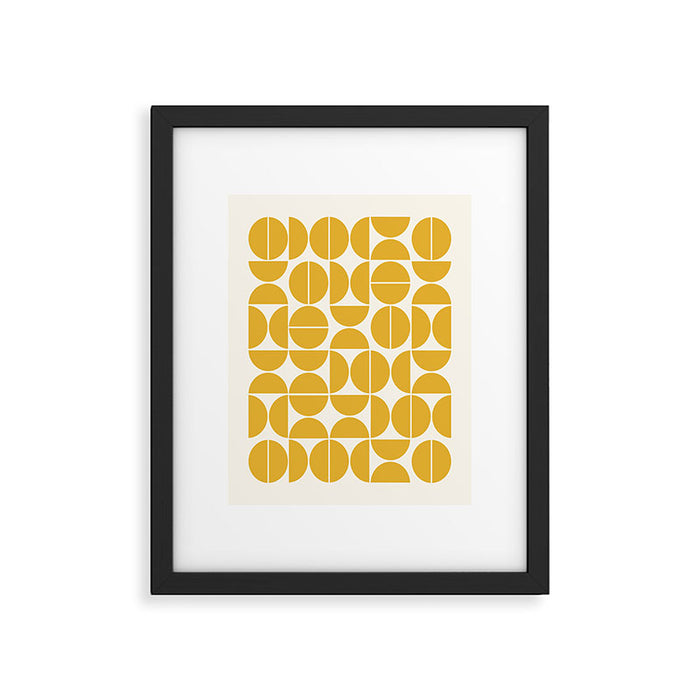 Mid Century Modern Bauhaus Pattern Yellow Framed Art Print Gallery Image 1