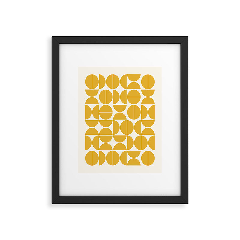 Mid Century Modern Bauhaus Pattern Yellow Framed Art Print Gallery Image 6