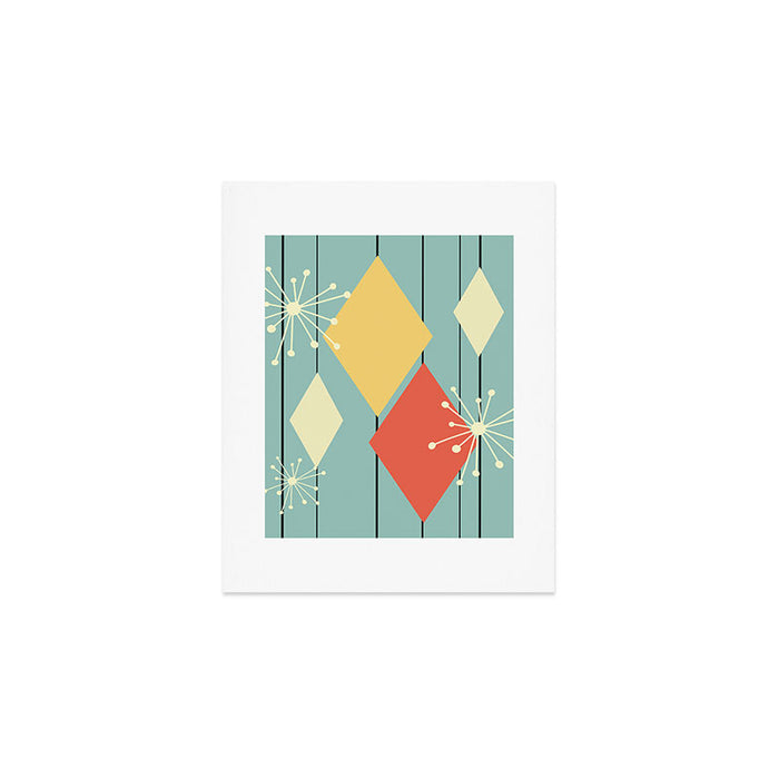 Mid Century Modern Diamonds 1960s colors Art Print Gallery Image 1