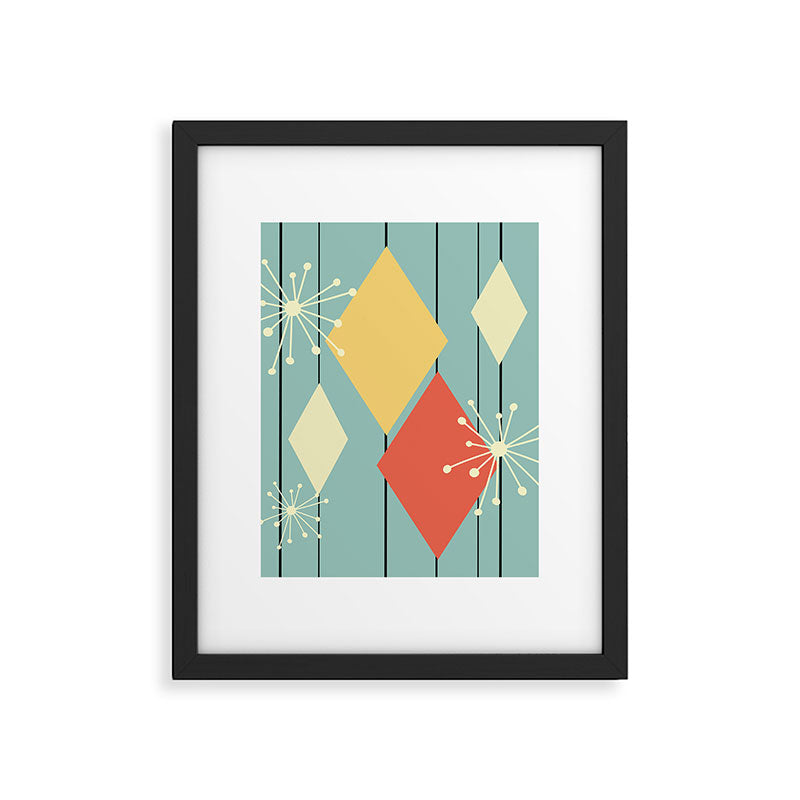 Mid Century Modern Diamonds 1960s colors Framed Art Print Gallery Image 6
