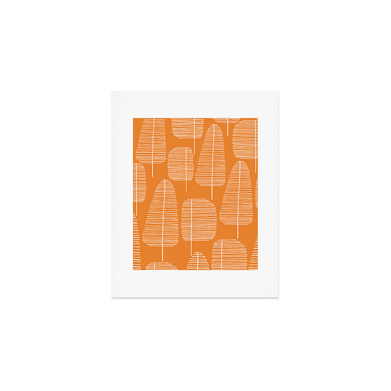 Mid Century Modern Forest Navel Orange Art Print Gallery Image 1