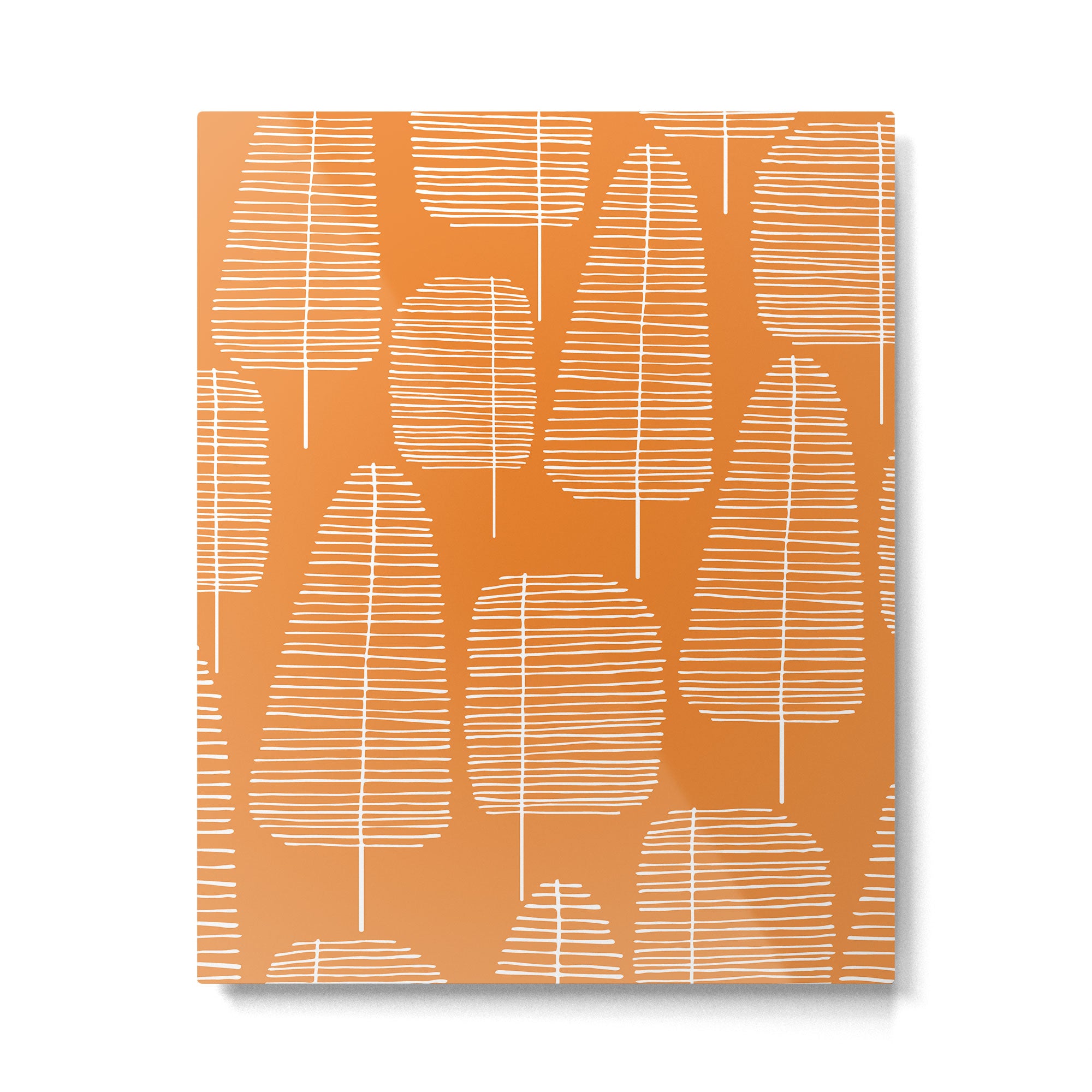 Mid Century Modern Forest Navel Orange Metal Print Gallery Image 6