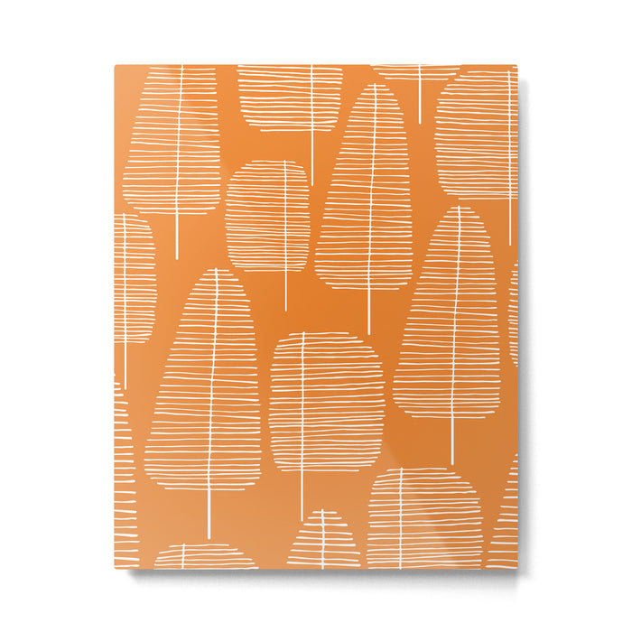 Mid Century Modern Forest Navel Orange Metal Print Gallery Image 1