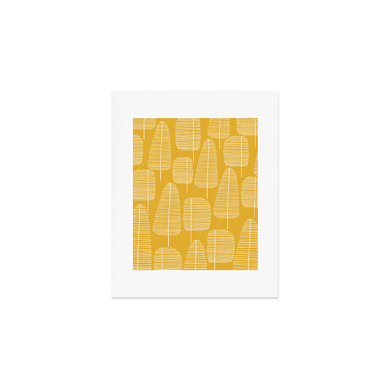 Mid Century Modern Forest Yellow Art Print Gallery Image 1