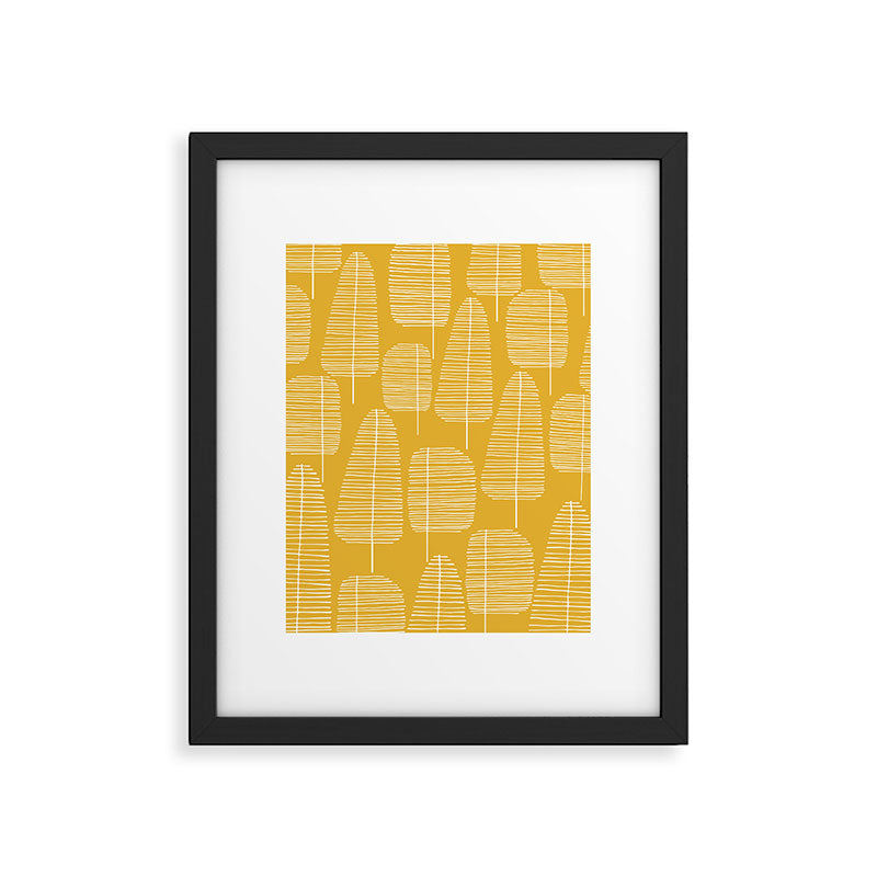 Mid Century Modern Forest Yellow Framed Art Print Gallery Image 6