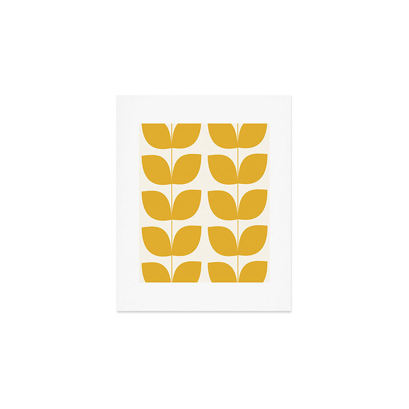 Mid Century Modern Leaves Yellow #society6 #buyart  Art Print Gallery Image 1