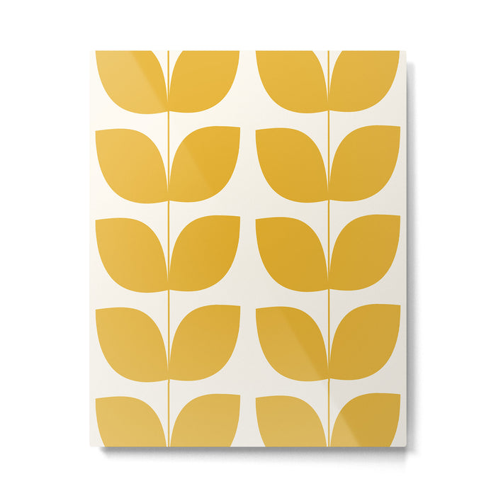 Mid Century Modern Leaves Yellow #society6 #buyart  Metal Print Gallery Image 1