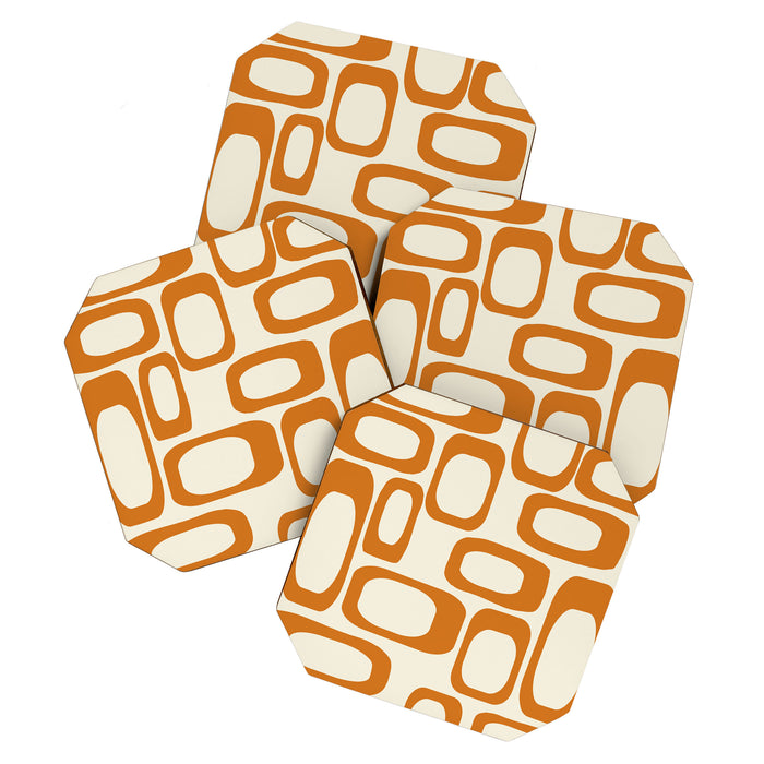Mid Century Modern Shapes 1970s Orange #society6 #buyart  Coaster Gallery Image 1