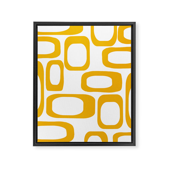 Mid Century Modern Shapes Mustard Framed Canvas Print Gallery Image 1