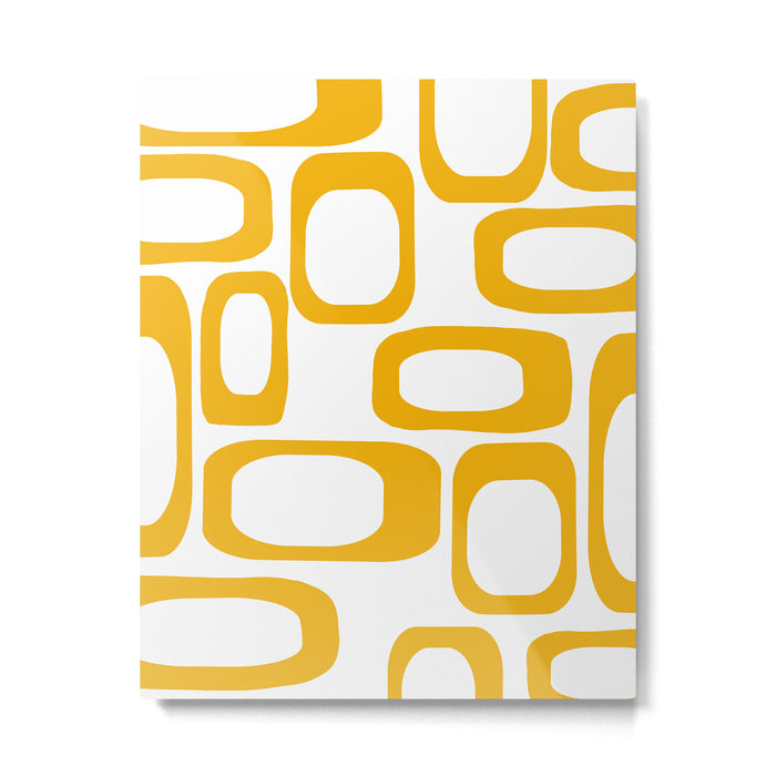 Mid Century Modern Shapes Mustard Metal Print Gallery Image 1
