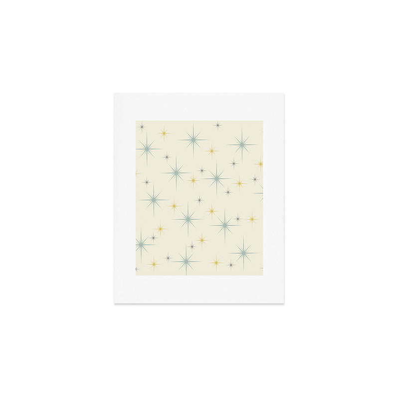 Mid Century Modern Stars Teal Art Print Gallery Image 1