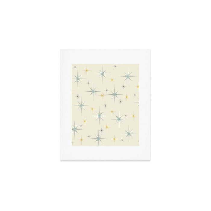 Mid Century Modern Stars Teal Art Print Gallery Image 1