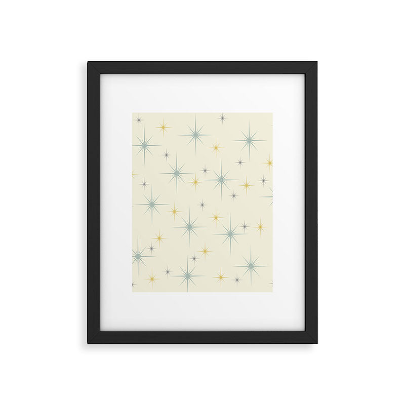 Mid Century Modern Stars Teal Framed Art Print Gallery Image 6
