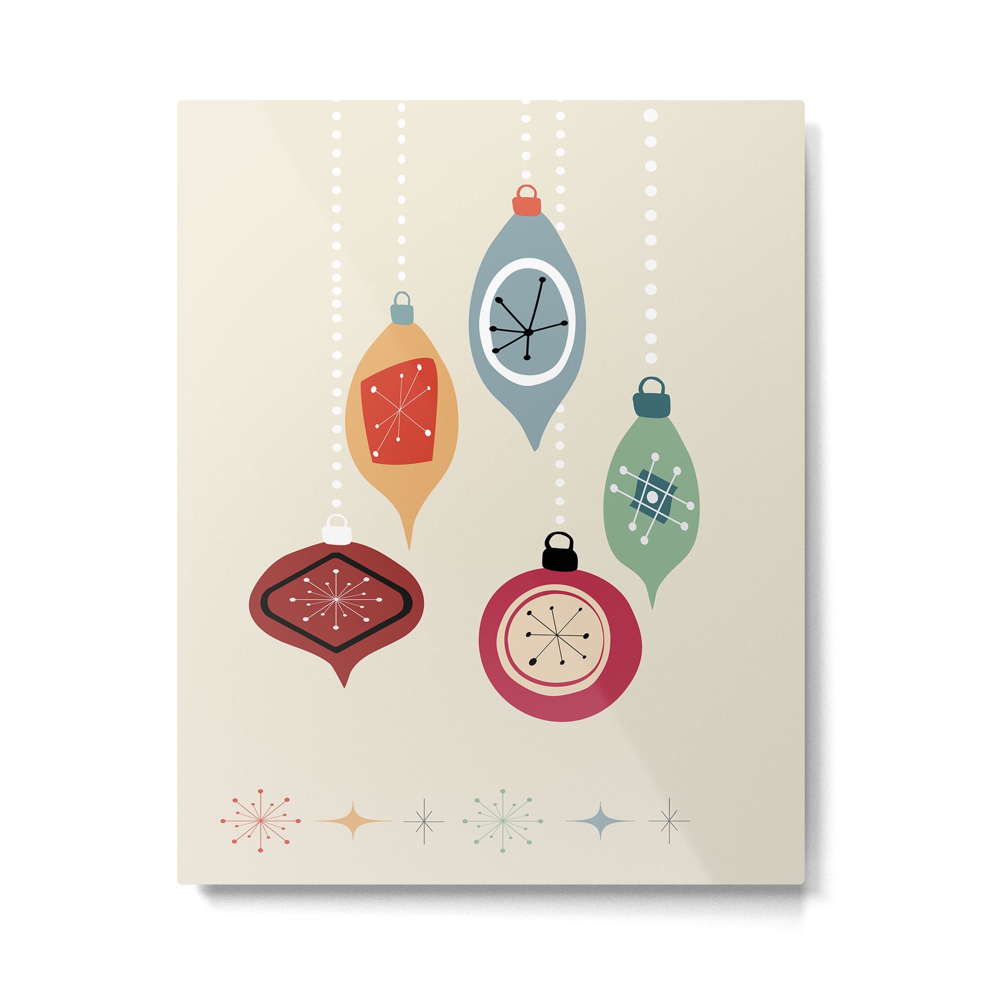 Retro Christmas Baubles Metal Print Gallery Image 4