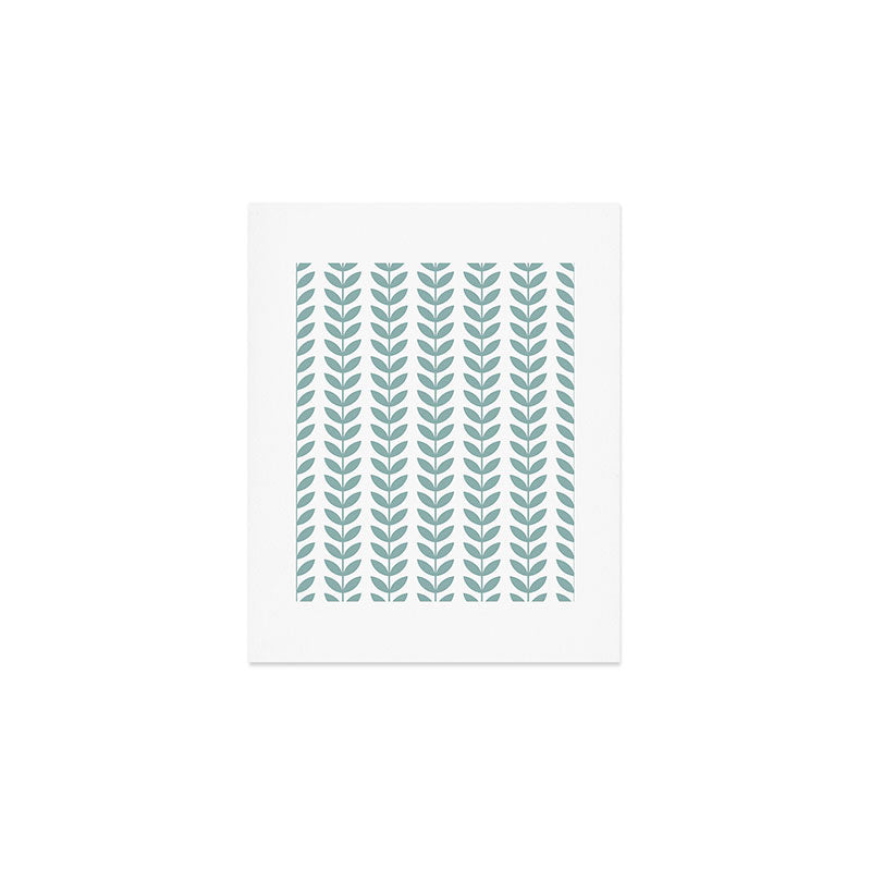 Scandinavian Mid Century Pattern 1950s Blue Art Print Gallery Image 1