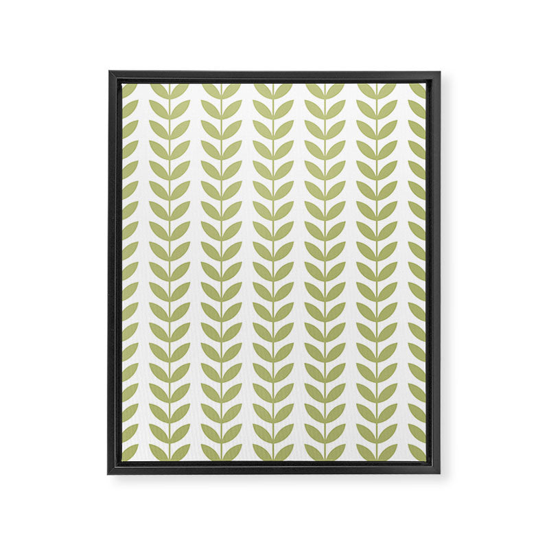 Scandinavian Mid Century Pattern Green Framed Canvas Print Gallery Image 8
