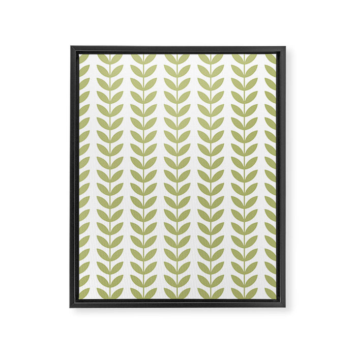 Scandinavian Mid Century Pattern Green Framed Canvas Print Gallery Image 1