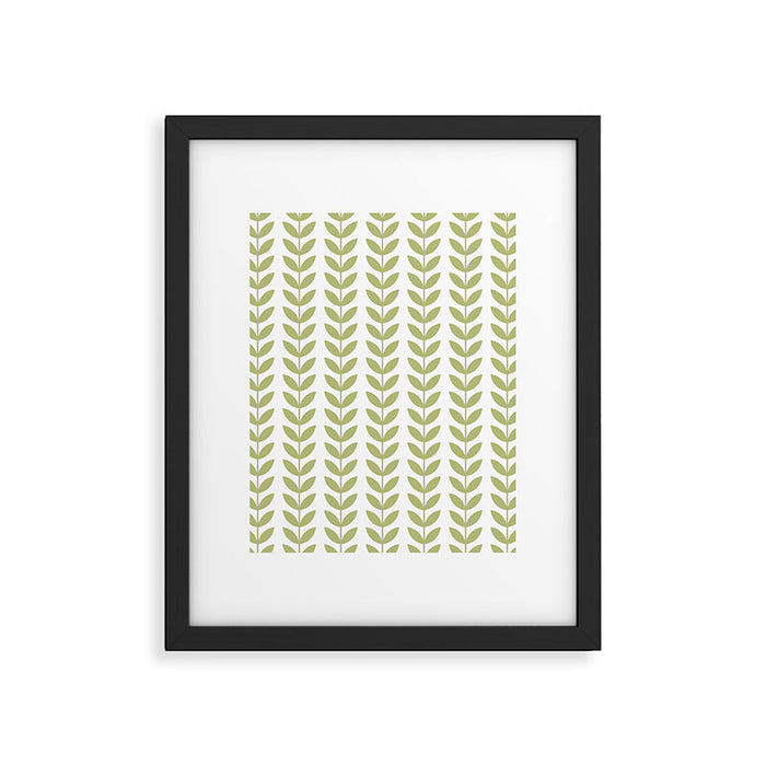 Scandinavian Mid Century Pattern Green Framed Art Print Gallery Image 1
