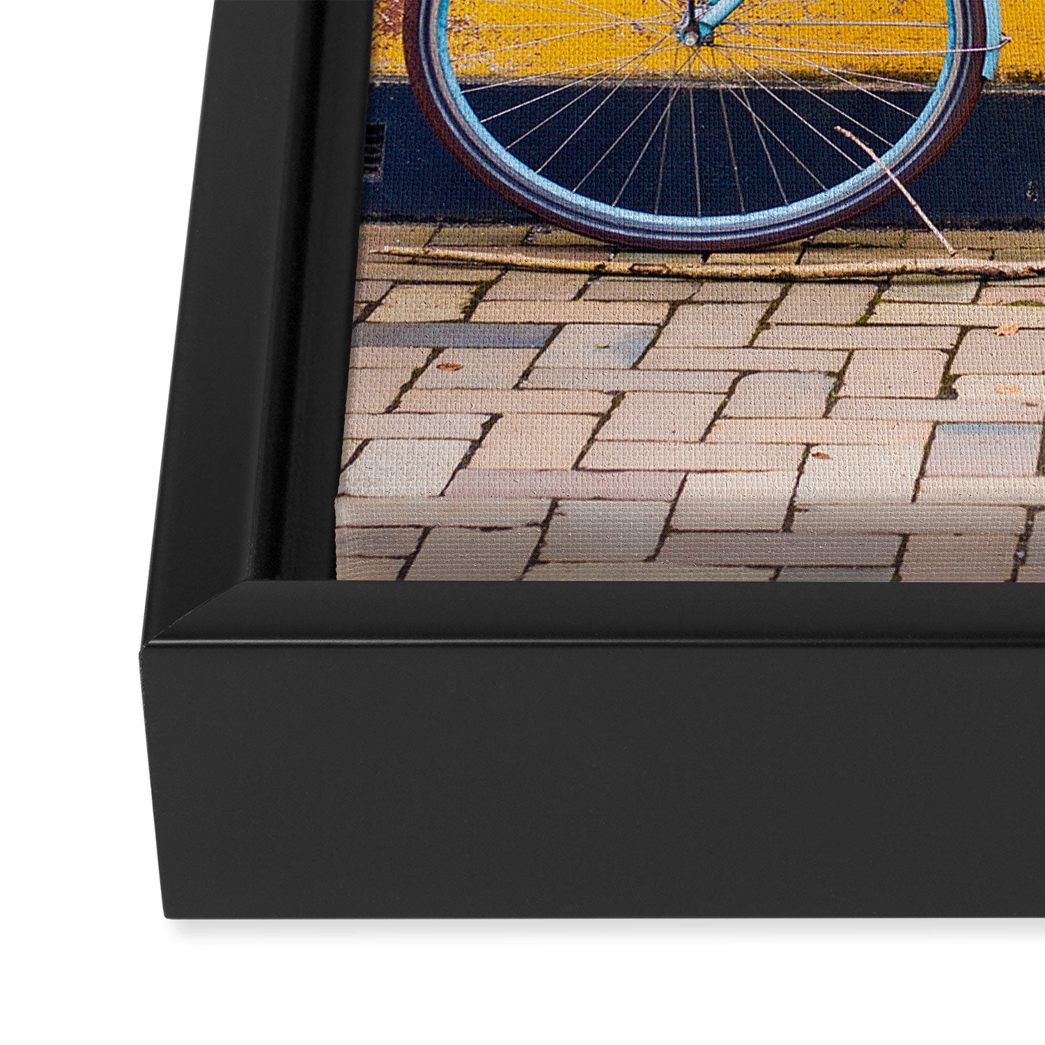 Bike and yellow Framed Canvas Print Gallery Image 3