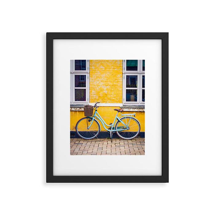 Bike and yellow Framed Art Print Gallery Image 1