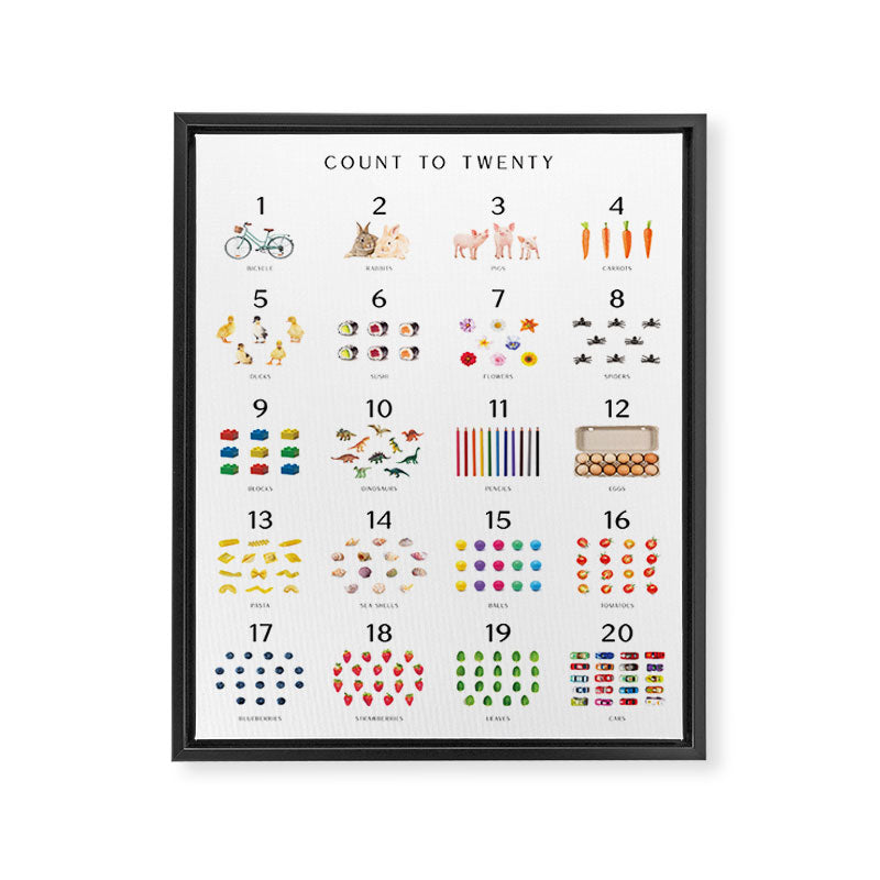 Children's Count to Twenty Print â Minimal Framed Canvas Print Gallery Image 6
