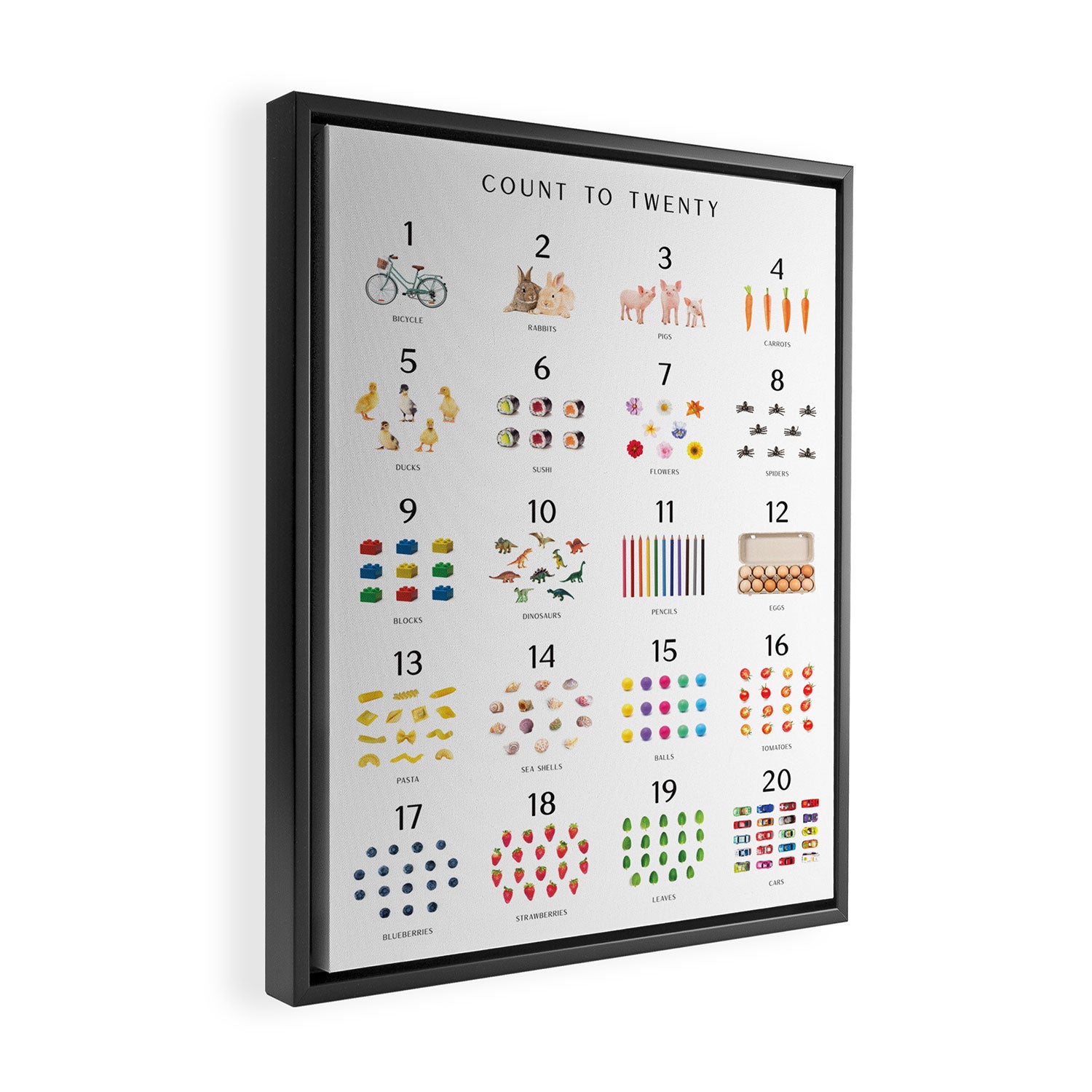 Children's Count to Twenty Print â Minimal Framed Canvas Print Gallery Image 2