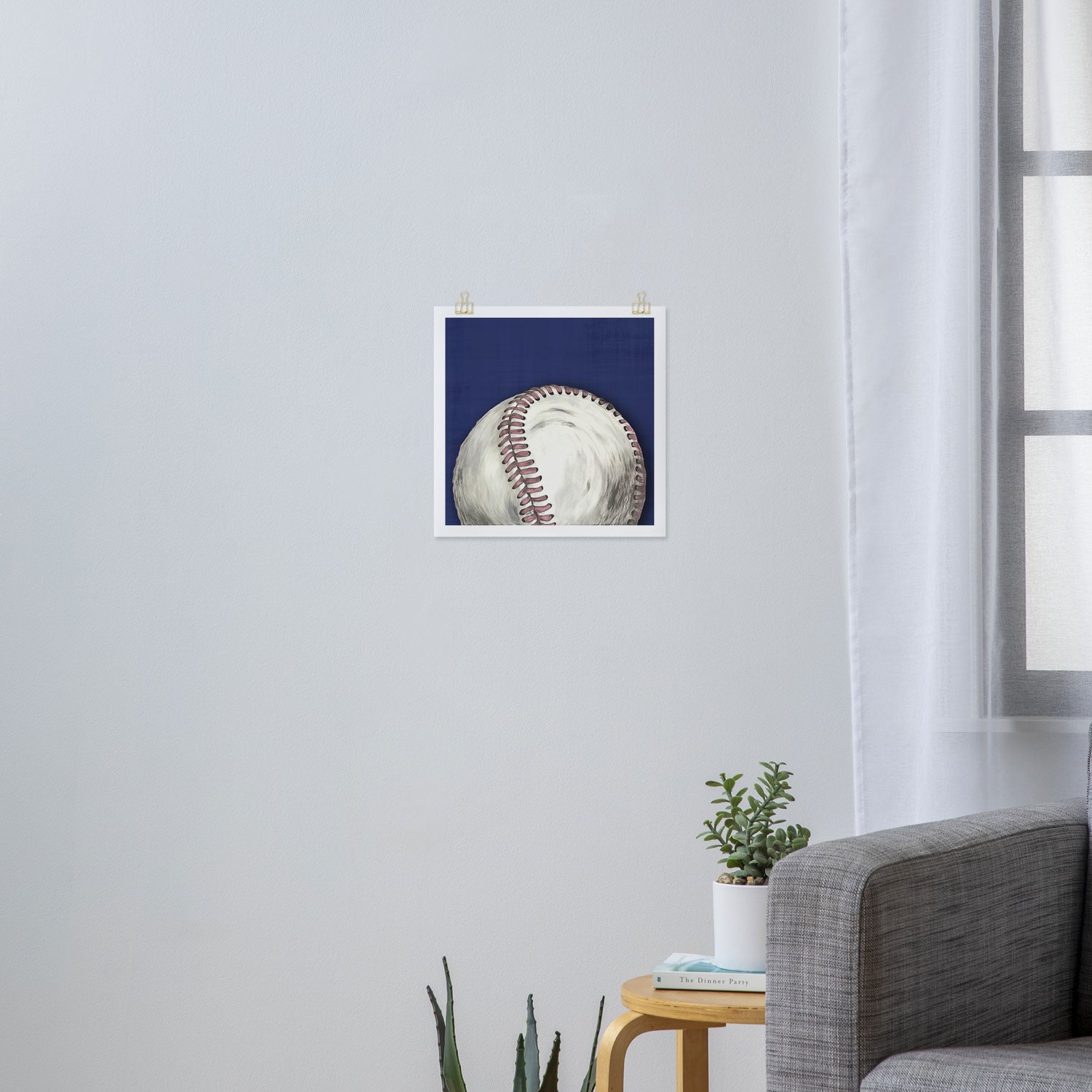 Vintage Distressed Baseball Art Navy Blue Art Print Gallery Image 3