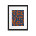 blue and orange midcentury dots pattern Framed Art Print Gallery Image 6