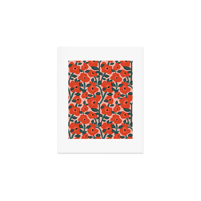 Charming vintage orange poppies flower bed Art Print Gallery Image 1
