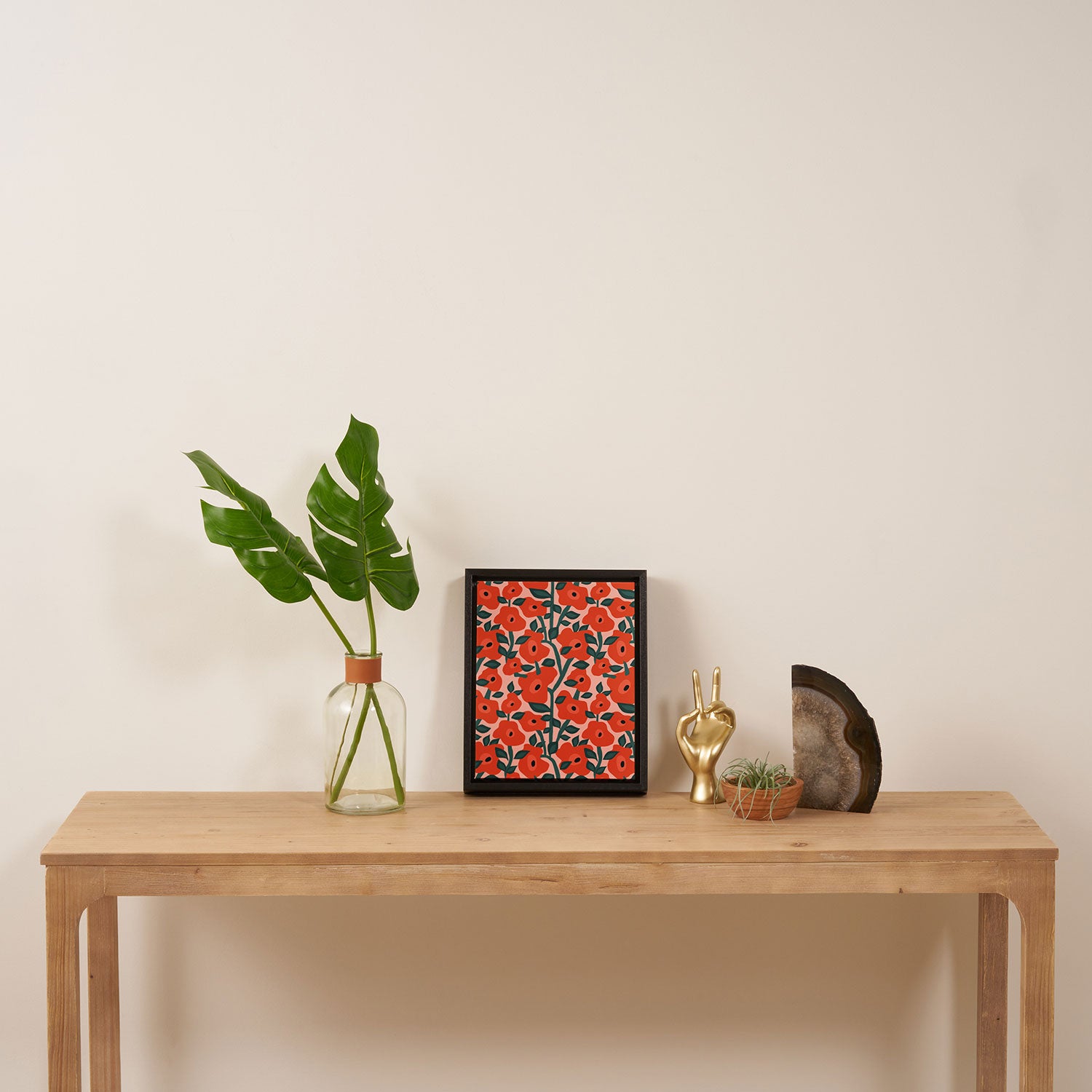 Charming vintage orange poppies flower bed Framed Canvas Print Gallery Image 4