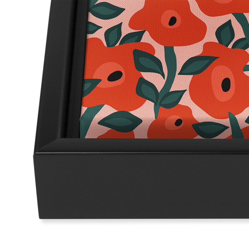 Charming vintage orange poppies flower bed Framed Canvas Print Gallery Image 3