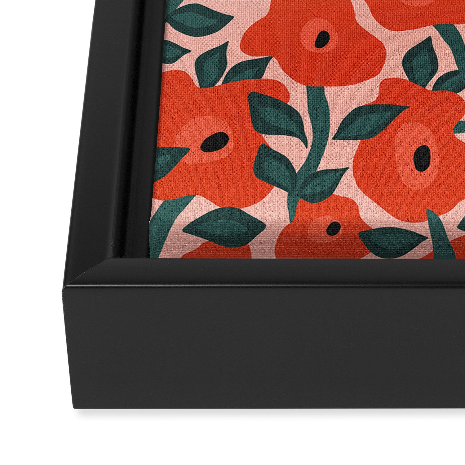 Charming vintage orange poppies flower bed Framed Canvas Print Gallery Image 3