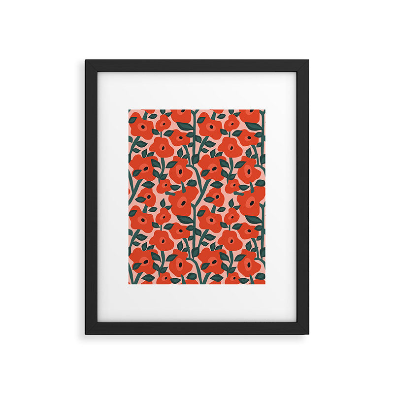Charming vintage orange poppies flower bed Framed Art Print Gallery Image 5