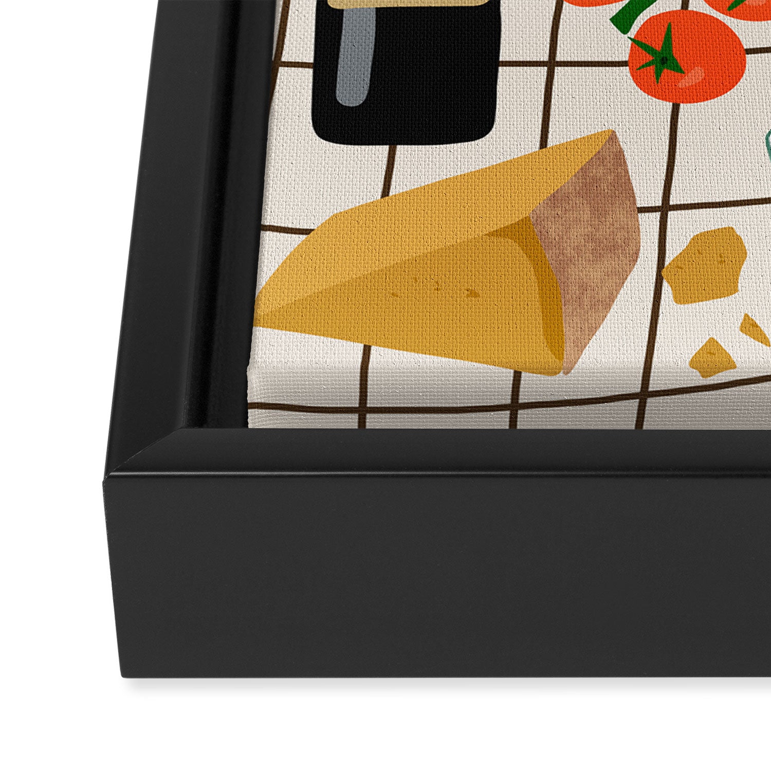 Lasagna parmesan and wne dinner - homemade meal illustration Framed Canvas Print Gallery Image 3