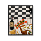 Lasagna parmesan and wne dinner - homemade meal illustration Framed Canvas Print Gallery Image 6