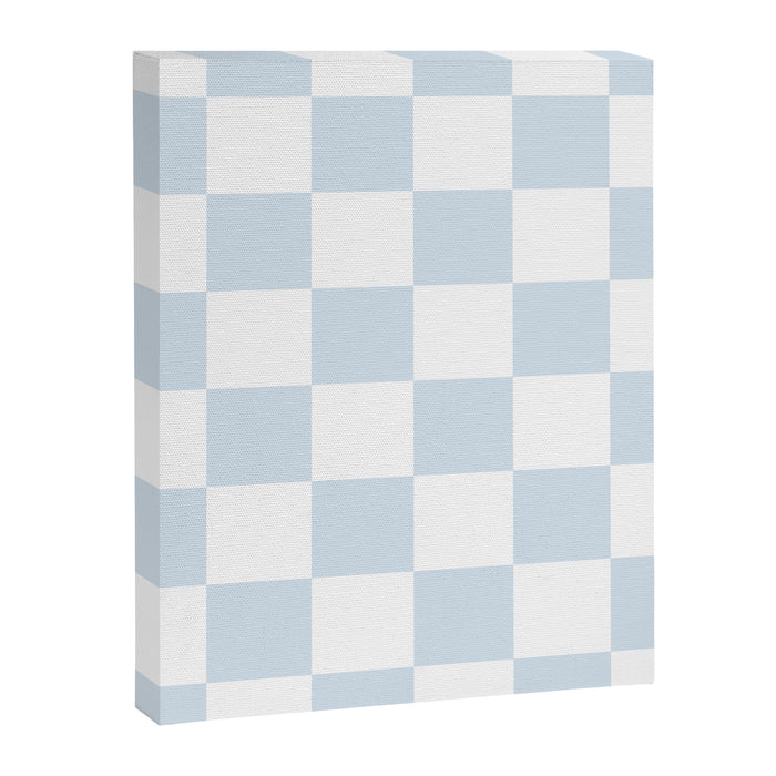 pale blue and white checkered nursery style design for boys Canvas Print Gallery Image 1