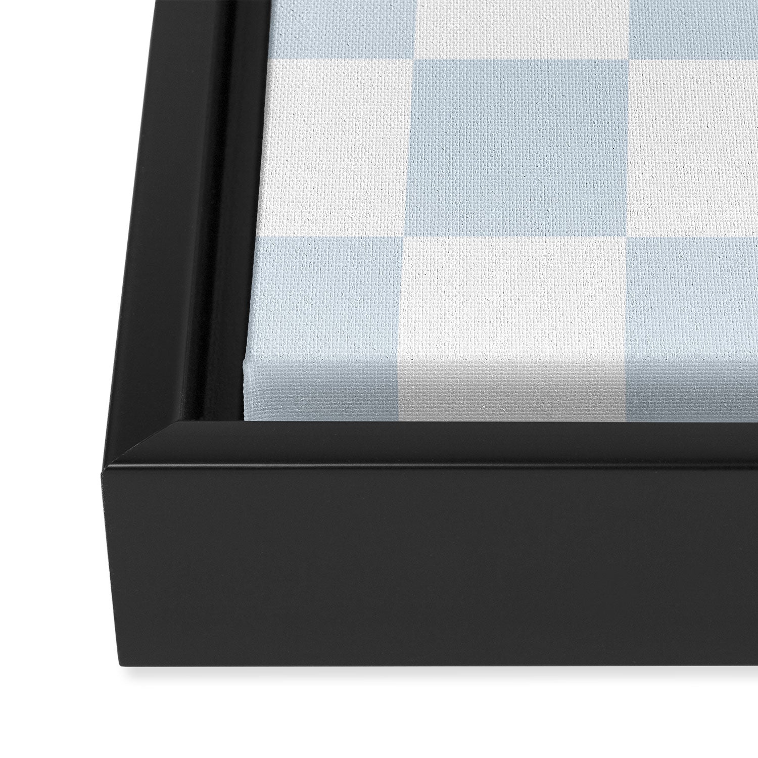 pale blue and white checkered nursery style design for boys Framed Canvas Print Gallery Image 3