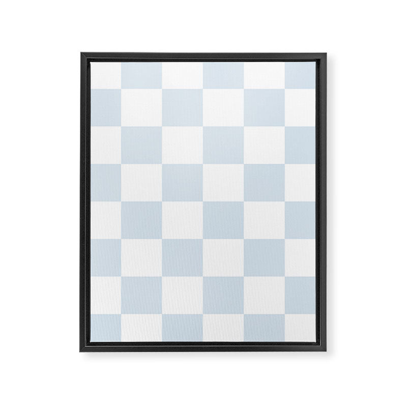 pale blue and white checkered nursery style design for boys Framed Canvas Print Gallery Image 8