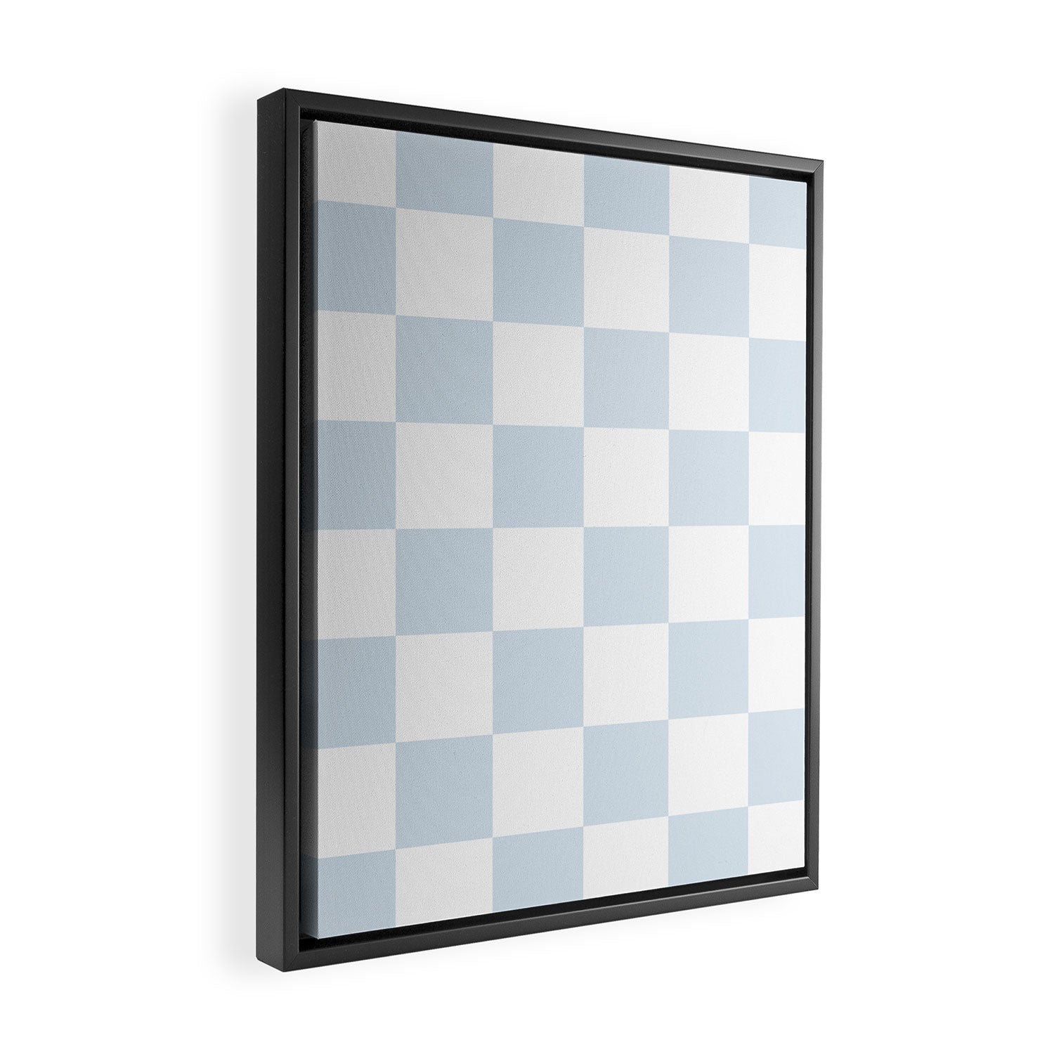 pale blue and white checkered nursery style design for boys Framed Canvas Print Gallery Image 2
